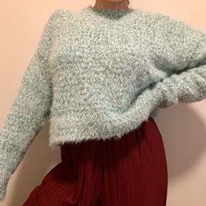 Fuzzy Minty Blue-Green Sweater